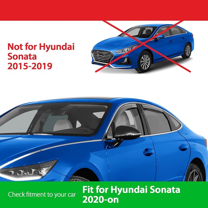 Goodyear Shatterproof in-Channel Window Deflectors for Hyundai Sonata 2020-2026, Rain Guards, Window Visors for Cars, Vent Deflector, Car Accessories, 4 pcs - GY008122