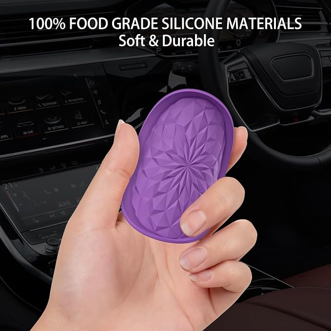 ME.FAN Car Coasters for Cup Holders [4 Pack] - 2.75In Silicone Auto Mug Mats - Universal Non-Slip Recessed Car Interior AccessoriesDeep Purple