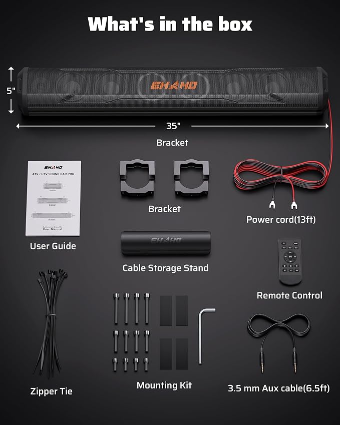 35 Inch 8 Speaker UTV Sound Bar, Bluetooth Golf Cart Speakers [Color Changing RGB & Strobe Light] IP66 Waterproof ATV Speaker System, SXS SoundBar Compatible with Polaris RZR CFmoto Can-Am
