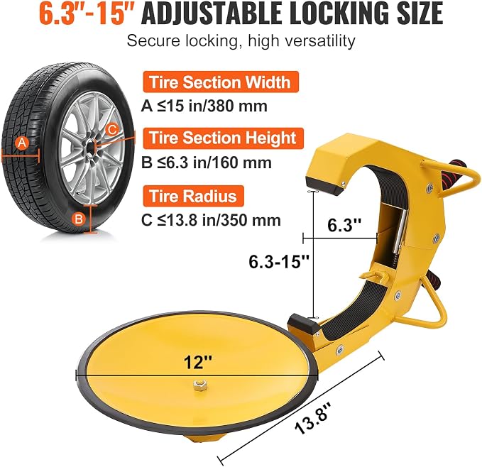 Wheel Lock Clamp, 2 Pack Trailer Wheel Lock, Heavy-Duty Anti Theft Tire Lock, Adjustable Tire Boot Lock, Trailer Wheel Locks for RV Trailers, Cars, Trucks, SUVs