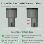 Car Cup Holder Expander Adapter for Large Water Bottles - [Patented & Upgraded] - Holds: Hydro-Flask, Yeti, Nalgene, Owala, 32-40oz - Adjustable Expandable Insert Extender - Universal (Gray)