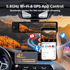 3 Channel Rear View Mirror Camera, 4K+1080P+1080P Front Inside and Rear Car Camera, 12" Touch Screen Backup Camera with 5GHz WiFi GPS, 24H Parking Mode, HDR Night Vision, G Sensor, Free 64G Card