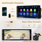 6.9 Inch Single Din Car Stereo Wireless Carplay Touchscreen Car Radio Wireless Android Auto, Bluetooth 5.0, Mirror Link, Backup Camera, EQ/FM Audio Receivcer 1DIN with USB/Type-C, SWC, Mic