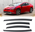 Rain Guards for Toyota Prius 2023-2026 & Prius Prime 2023-2026, Out-Channel Window Visor Shields Vent Deflector Shade Wind Dark Smoke 23 24 25, Tape-On Outside-Mount, 4PCS