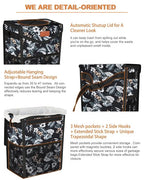 Car Trash Can with Lid, Cute Leakproof Car Trash Garbage Bag Hanging Vehicle Trash Bin Small Portable Automotive Garbage Cans Organizer for Back/Front Seat(Trapezoid,Black with Lily Print)