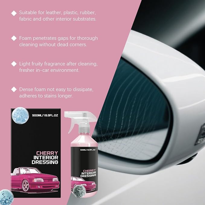 Multi-surface Car Interior Cleaning Spray,Multi-surface Cleaning Spray,Cherry Interior Dressing,Car Interio𝐫 Cleanin𝐠 Kit,For Polishing, Maintenance (2)