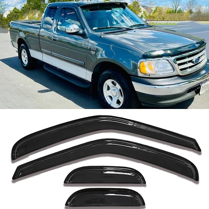 Side Window Visors rain Guards Compatible with 1997-2003 Ford F150 Extended/Super Cab, 1997-1999 Ford F250 Light Duty Extended/Super Cab,Window Vent Sun Shade Truck Accessories