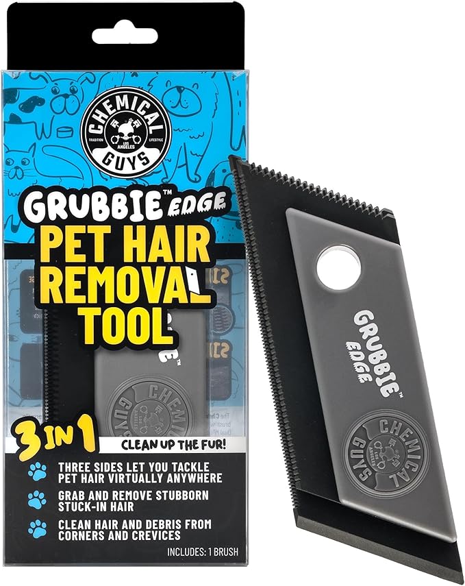 Grubbie Edge Pet Hair Removal Tool – Reusable Pet Hair & Lint Remover for Car Interiors, Upholstery, Carpets, Seats, and Home Furniture – Removes Embedded Hair & Fur Fast