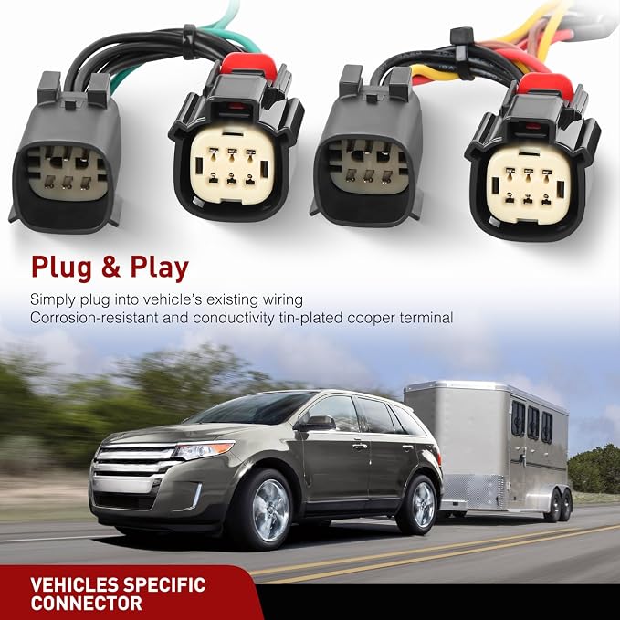4 Pin Trailer Wiring Harness Kit 56120 Vehicle Connect Plug OEM Compatible Custom for 2011 2012 2013 2014 Ford Edge Limited SE SEL Sport Simple Fit Tow Hitch Accessories
