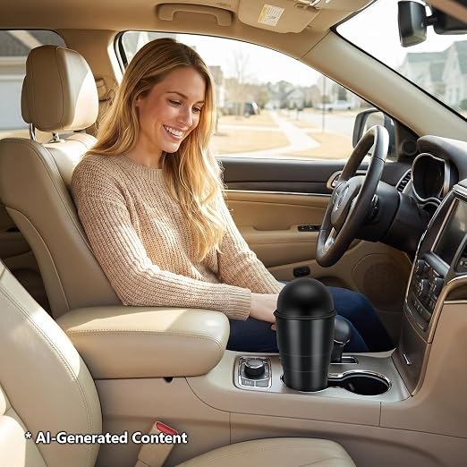 Cup Holder Trash Can, Leakproof Car Trash Can with Lid, Trash Bin for Car Accessories, Mini Garbage Bin Organizer for Automotive Office Home Kitchen, Applicable to Women and Men
