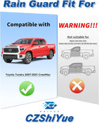 in-Channel Window Rain Guards Fit for Toyota Tundra CrewMax 2007-2021 Rain Guard Extra Durable Truck Window Deflectors Side Window Vent Visors Vent Shades Exterior Car Accessories-4pcs