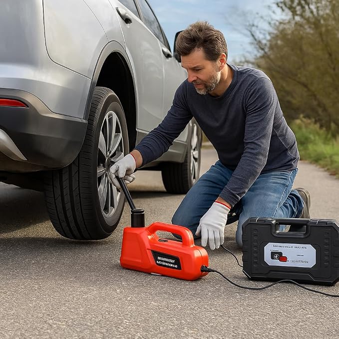 Electric Car Jack 5 Ton/11000lbs 12V Lightweight Hydraulic Car Lift with 6.1-17.7 Inches for SUV Sedan Truck Repair Tools for Tire Change Replacement