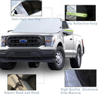Car Windshield Snow Ice Cover with Side Mirror and Hook,Magnetic Windshield Cover for Ice and Snow,Car Windshield Sun Shade Foldable,Fit for Large SUV/Pickup/Truck/MPV(Silver-65 x49)