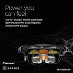 A-Series TS-A3000LS4 12” Subwoofer – 1500W Max, Shallow-Mount Design, Deep Bass in Tight Spaces, Compact, Slim, Truck/Car Subwoofer
