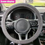 Elastic Stretch Steering Wheel Cover, Anti-Slip, 15inch, Grey | Microfiber Odorless Breathable Ice Silk Car Steering Wheel Protector, Easy Carry, Warm in Winter & Cool in Summer