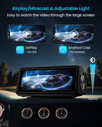 Portable Apple Carplay Screen for Car, Touch Screen with Wireless Android Auto, Car Audio Receivers with Voice Control, Mirror Link, Music Play, GPS Navigation, Built-in Customized Speakers (Black)