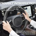 2pcs Universal Fit Carbon Fiber Steering Wheel Cover, Anti-Skid Steering Wheel Cover/Segmented Steering Wheel Protector/Car Interior Accessories (Bright Black)
