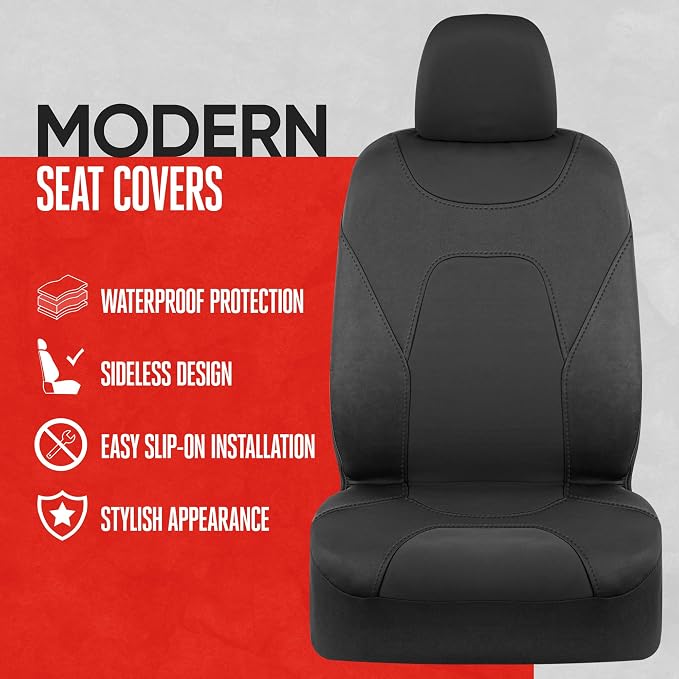 Waterproof Car Seat Covers Full Set – Black Seat Covers for Car Front & 60/40 Split Back Bench - Carseat Cover for Trucks, SUV, Vans - Universal Fit for Most Regular Size Vehicles