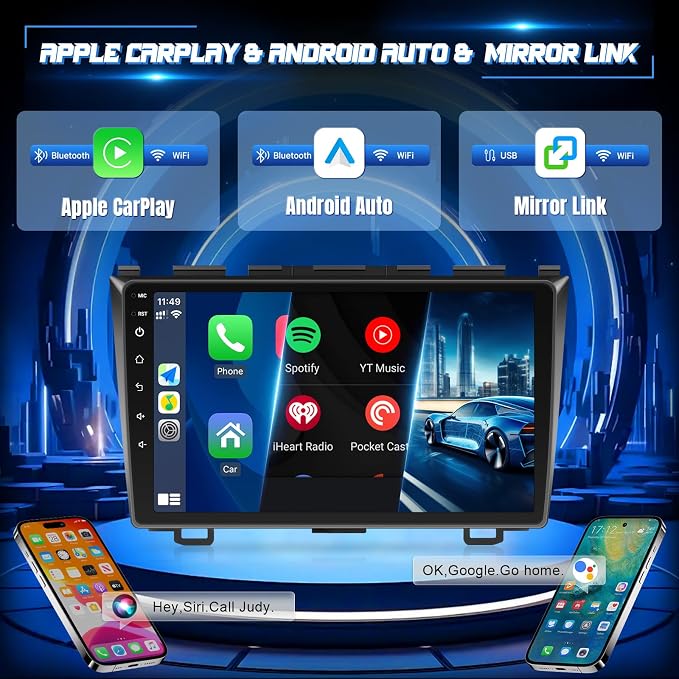 8 Core Car Stereo for Honda CRV 2007-2011, 9” Touch Screen for Honda CRV Car Radio Apple Carplay & Android Auto, CarPlay Radio Head Unit with Bluetooth/GPS/MirrorLink/FM/SWC Backup Camera