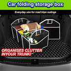 Car Trunk Organizer, Portable Foldable Waterproof Auto Storage Bag with 3 Compartments, Collapsible Cargo Trunk Groceries Organizer, Car Accessories Universal for SUV, Truck, Van, Sedan (Black2)