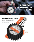 Tire Pressure Gauge - (0-60 PSI) Heavy Duty, Certified ANSI Accurate with Large 2 Inch Easy to Read Glow Dial, Low - High Air Pressure Gauge. Tire Gauge for Car and Trucks Tires by
