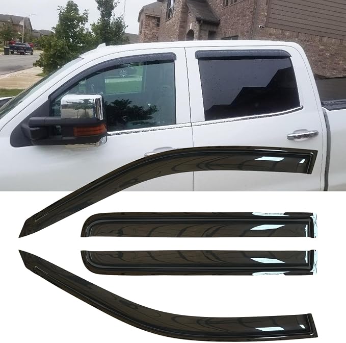 4pcs Original Shatterproof Window Wind Deflectors for 14-18 Silverado/Sierra 1500,15-19 2500/3500,19-24 4500,5500,6500,CV515 Crew,Rain Guards,Nice Looking Window Visors for Cars,Vent Deflector 94536