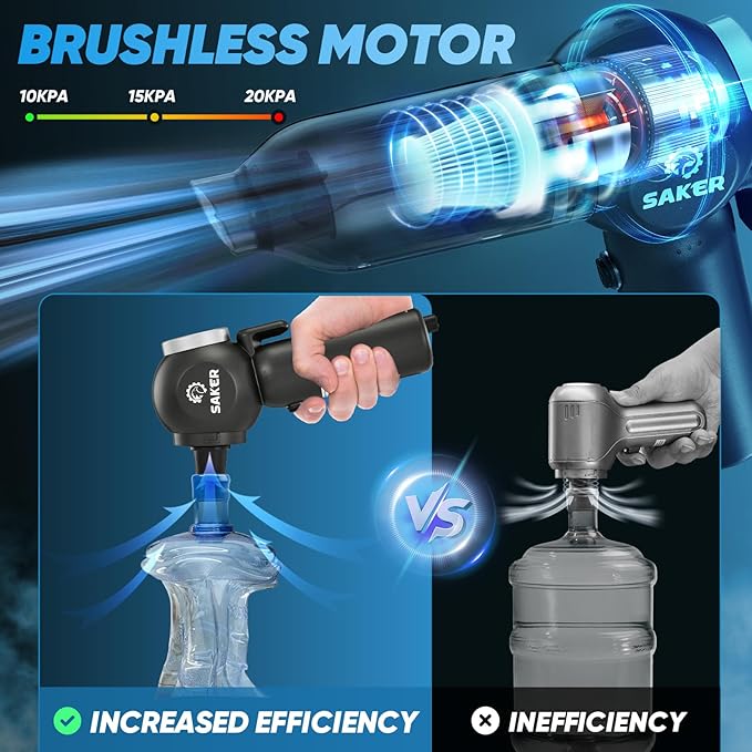 Portable Car Vacuum Cordless 20000Pa 6 in 1 Multifunctional Adjustable Small Handheld Vacuum 7800mAH with Brushless Motor for Gifts, Car Home and Office SW-102