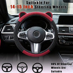 Steering Wheel Cover with Ears Keychain Fit 14-15 inch Black Red | Cute Car Steering Wheel Covers for Women Girls Elastic Breathable Steering Wheel Protector Accessories Universal Size