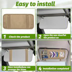 Car CD & DVD Holder - Large Capacity CD Visor Case, Vehicle Visor Storage Organizer with 12 Disc Sleeves, 1 Mesh Pocket 1 Pen Holder and & Elastic Band (Khaki)