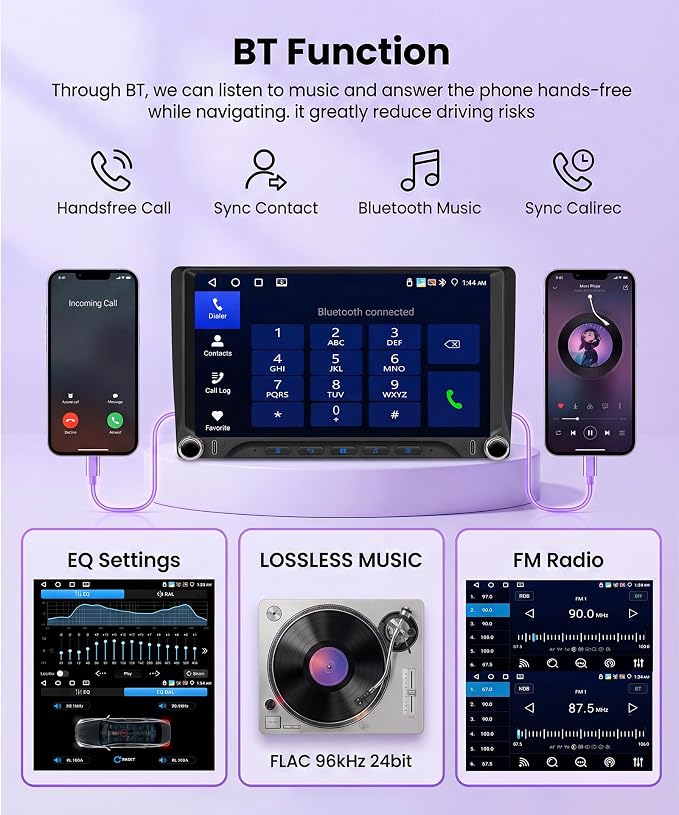 4G+128G Android 15 Car Stereo for Toyota Camry 2000-2006, 9 Inch Incell Touchscreen with Physical Buttons, Wireless CarPlay Android Auto GPS Bluetooth 5G-WiFi EQ SWC Type-C Backup Camera