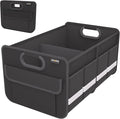 Trunk Organizer, Car Storage, Reinforced Handles, Collapsible Multi-Compartment Car Organizers, Foldable, Waterproof, 2 Compartments, Suitable for Car Accessories, SUV (Black, Standard)