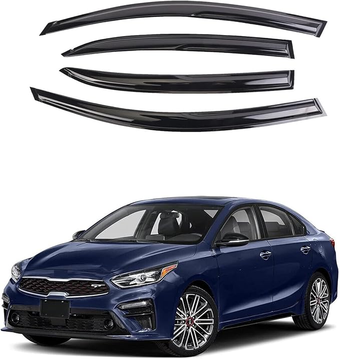 Black Outside Mount Window Rain Guards Compatible with 2019-2023 KIA Forte,Original,Durable Window Visor Deflectors