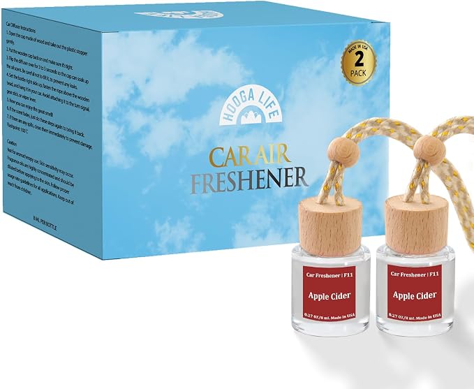 Car Air Freshener Diffuser 2 Pack Hanging Air Freshener Diffuser - Apple Cider Fragrance Oil Air D iffuser for Car, 45+ days Long Lasting Fragrance Made in USA （F11）