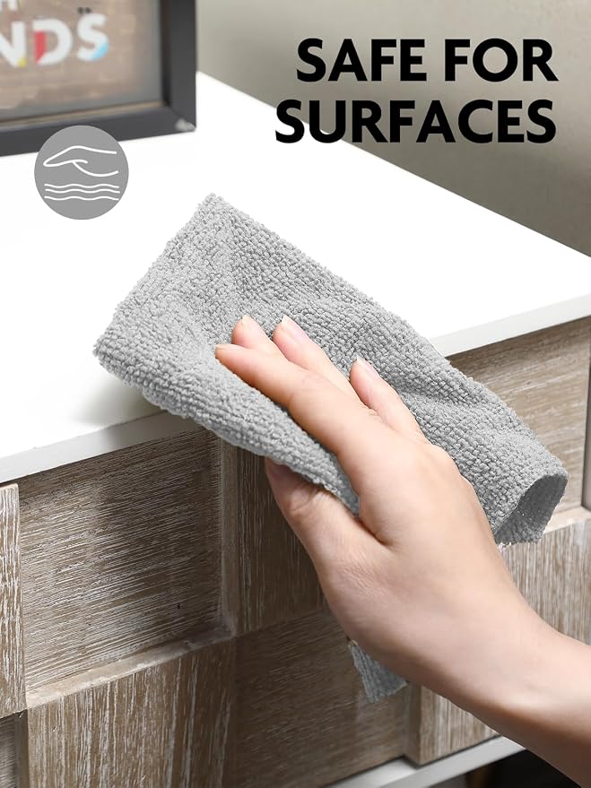 Microfiber Cleaning Cloth Roll- 75 Sheets, 12" x 12" (Grey) | Super Absorbent, Lint-free, Tear-away Microfiber Towel Roll, for All-Purpose Cleaning, Reusable Alternative to Paper Towels