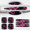 8PCS Car Door Handle Scratch Protectors,3D Patterned-Marking，Anti Scratch, Automotive Door Handle Paint Protective Film Cover Accessories, Universal for Most Cars (Black-Pink)