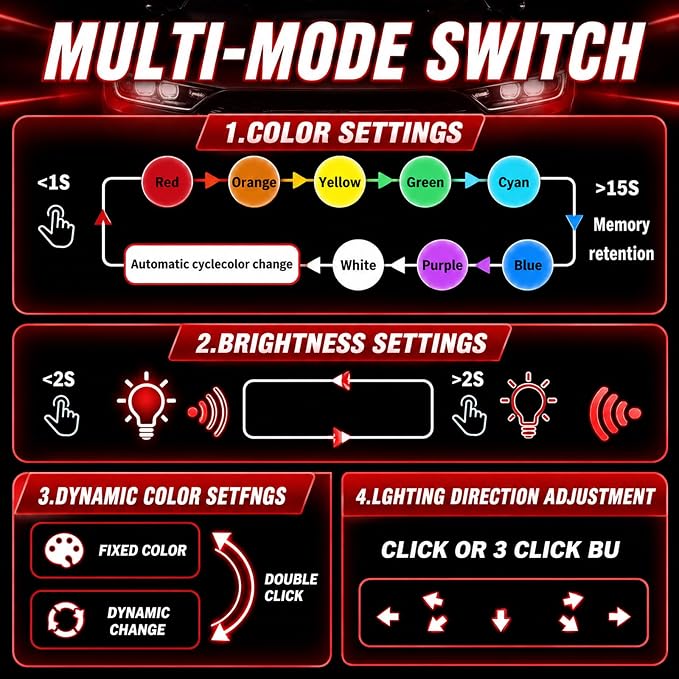 Mini USB Light for Car,8 Color RGB Dynamic Interior Car Lights with Adjustable Color & Brightness,Portable USB Ambient Lighting Cars Interior Accessories for Most Vehicles