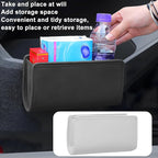 Car Seat Side Storage Pocket, Leather Hanging Foldable Multifunctional Vehicle Front Door Back Organizer Box, Waterproof Auto Interior Organizing Container, Universal fit(White)