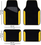 Waterproof Universal Fit Car Floor Mats, Car Mats Fit for SUV,Vans,sedans, Trucks,Set of 4pcs Car Carpet with Driver Heel Pad (Black and Yellow)