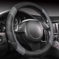 Line Rider Microfiber Leather Sporty Steering Wheel Cover Universal Fits for 95% Truck,SUV,Cars,14.5-15inch Anti-Slip Safety Comfortable Desgin (Black-Gray)
