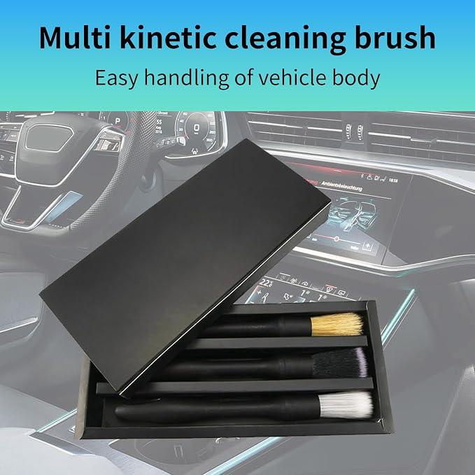 1 Pack 3 Pcs Car Detailing Brush,8.66 * 0.95in Automotive Brushes- Washing & Cleaning Air Vent for Wheels, Suitable for Most Cars, Trucks, Suvs