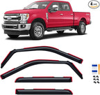 in-Channel Rain Guards for 2017-2026 F250 F350 F450 F550 Super Duty Crew Cab, Window Visor Shields Vent Deflector Shade Wind Dark Smoke 2018 2019 2020 2021, Tape-On Inside-Mount, 4PCS