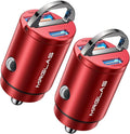 2-Pack 90W USB C Car Charger,[Super Mini Metal] Car Charger Fast Charging Adapter PD+QC3.0 Dual Port Type C Car Cigarette Lighter USB Compatible iPhone 16 15 14 Pro Max iPad S25-Red