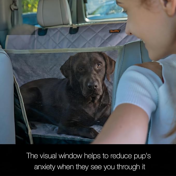 56" Wx60 L Dog Car Seat Cover for SUV & Truck, Heavy Duty 900D Waterproof Pet Hammock with Mesh Window, Odorless Scratchproof Backseat Protector for Large Dogs, Fit Model Y, F-150, RAV4 - Grey