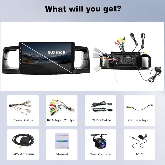 2+64G Car Radio for Toyota Corolla 2004 2005 2006 2007 2008 Wireless Carplay Android Car Stereo, 9 Inch Touchscreen with Android Auto 5G WiFi GPS Navigation AHD Backup Camera FM RDS