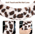 Fuzzy Steering Wheel Cover for Women Girls, Universal Fit 15 inch Fur Car Wheel Cover & Handbrake Cover & Gear Shift Cover Set, Fashion Leopard Winter Warm Fluffy Vehicle Wheel Protector