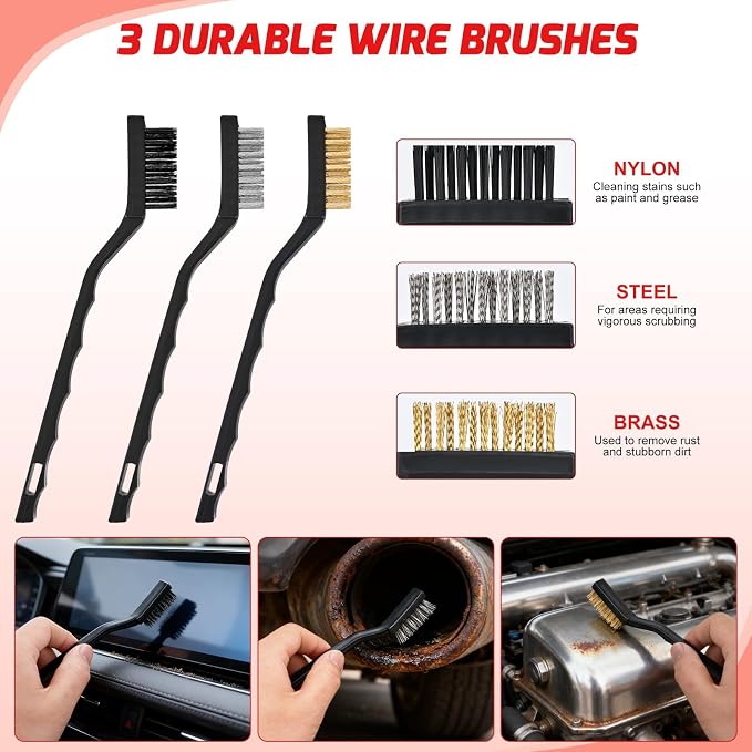 52PCS Car Detailing Kit Auto Cleaning Tools Wash Set with Storage Carry Bag Home Use for Interior Exterior Deep Clean Polish Car Care Windshield Dashboard Seat Air Vents Wheels Tires, Red