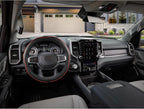 Customized Auto Car Steering Wheel Cover for Dodge RAM 1500 2500 3500, 15.5-16 inch (Black+Red Line-Large Size)