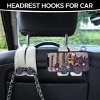 Leather Car Purse Hook for Headrest, 4 Pack, White-Black | Twin Hooks Headrest Hangers, 2/4 Pack, No-Slip, Scratch-Proof, Holds Purses, Backpacks, Grocery Bags, Car Organizer Gift