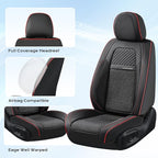 Coverado Car Seat Covers Front Seats, Waterproof Front Seat Covers Nappa Leather Seat Covers for Cars, Breathable Summer Car Seat Cushion Universal Fit for Most Cars SUV Trucks(Front, Black)