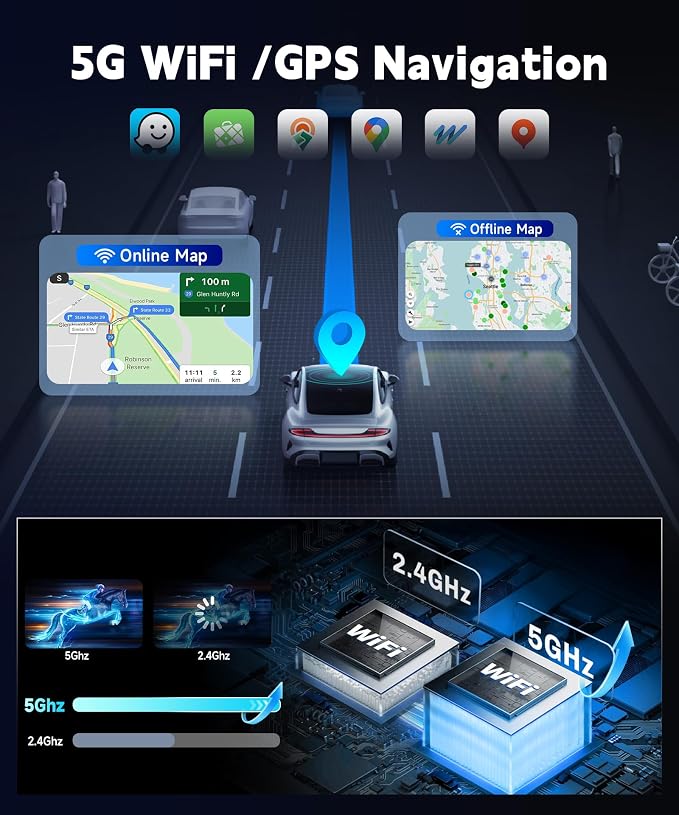 [4G+128G] Car Stereo for Toyota Corolla EX 2007-2012 with 5GWiFi/Android 15/Wireless Carplay Android Auto,9" Incell Touch Screen Radio,GPS/EQ DSP/Bluetooth5.0/SWC/AHD Backup Camera